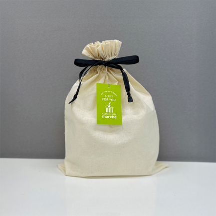 Mサイズのコットン巾着袋の写真